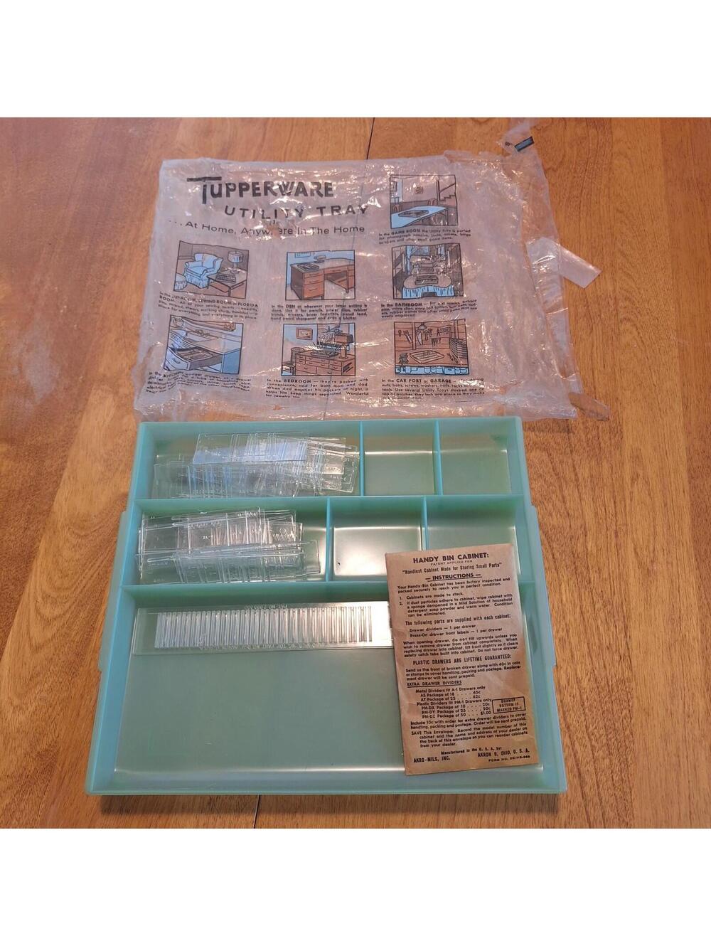 VTG Tupperware 407-2 Drawer Compartment Organizer Plastic Teal Original Package